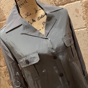 NWOT Diane Gilman long sleeve silver blouse